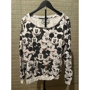 Disney Mickey Mouse All Over Print Sweatshirt Long Sleeve Crew Neck XL